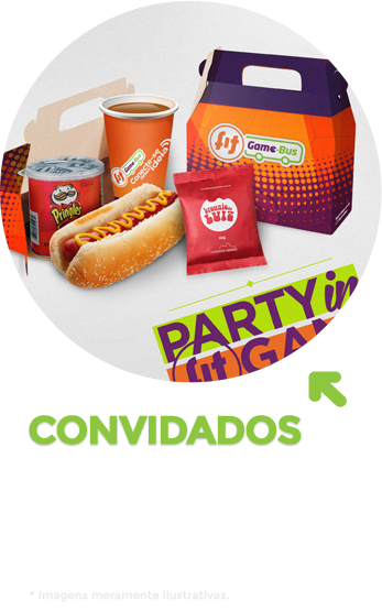 Convidados: durante a festa todo mundo aproveita um delicioso kit especialmente preparado para dar força e habilidade aos players participantes.